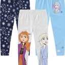 Disney Lilo & Stitch, Minnie Mouse, Frozen Princess Girls 3 Pack Legging Pants Set for Little Kids to Big Kids (5, Frozen - Navy/Blue/Grey)