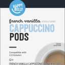 Happy Belly Cappuccino Coffee Pods Light Roast Compatible with 2.0 K-Cup Brewers, French Vanilla Flavored, 24 Count, 12.7 Ounce (EXP 05/29/26)