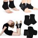 Tarpop 2 Pairs Kids Ankle Brace Set Foot Support Stabilizer Wraps Protector Guard Knitted Ankle Sleeve Sock Support Compression Socks for Injury Prevention(Black, Medium)