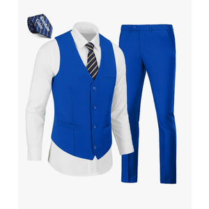 WOMS Mens 2 Pieces Suits Vest Pants Set Slim Fit Wedding Groomsmen Suit for Men Formal, 16 y