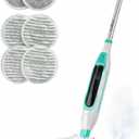 Angtra Scrubbing Steam Mop with Rotating Mop Pads, All-in-One Hard Floor Cleaner with LED Headlights, Steam & Spin Control, 6 Soft Scrub Pads, Swivel Steering, FS07