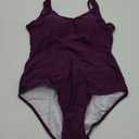 American Trends One Piece Swimsuit Women Criss Cross Back Color Block Print Bathing Suits Athletic Modest Swimwear (10-12, Solid Purple)