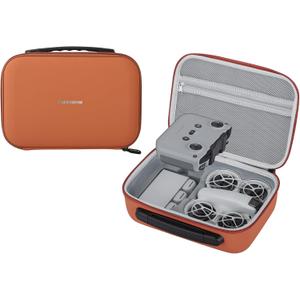 Carrying Case for DJI Neo Fly More Combo Accessories, Portable PU Leather Storage Travel Case for DJI Neo, Compatible with RC-N3 Remote Controller, Three-Battery, Charging Hub