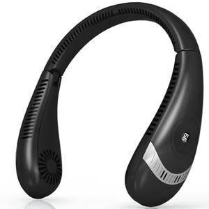 OLV Neck Fan 5000mAh Rechargeable Battery Portable Fan 360° Bladeless Cooling 3 Speeds Powerful Airflow Personal Foldable Neck Fan Gifts for Men Women Home Office,Travel,Sports,Golf,Camping Black, 2 Pack