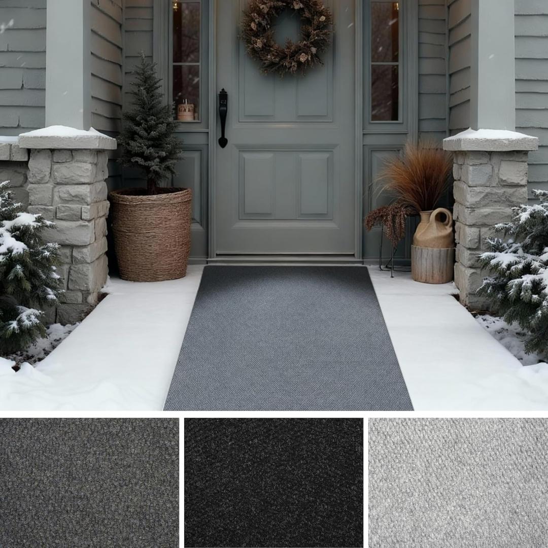 iCustomRug Hallway Runner Rug  3x7ft Charcoal, Indoor/Outdoor, Non-Slip Rubber Backing, Low-Profile All-Weather Carpet, Non-Shedding & Easy Care, Entryway Mat Ideal for High Traffic Areas