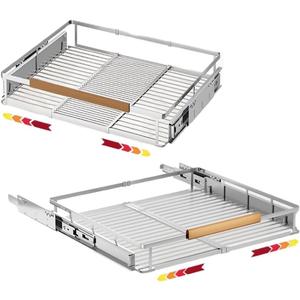2 Pack Expandable Pull Out Cabinet OrganizerSide Mounting 17.1~28"x22.5"Cabinet Pull Out Shelves, Expandable Slide Out Spice Rack for Kitchen Bathroom Office