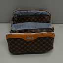 BOYATU Travel Makeup Bag Cosmetic Bags for Women: 3 Pcs Set Large Portable Make up Bag with Handle - Vegan Leather Toiletry Bags with Compartments - Makeup Organizer for Travel Essentials(A-1-Coffee)