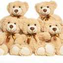 5 Pack Teddy Bears Bulk 13.5 inich Teddy Bear Stuffed Animal Baby Shower Decorations for Centerpiece Gifts for Christmas Valentine's Mother's Day for Kids or Adults (5 Light Brown)