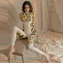 Women's sexy cosplay long sleeved zippered jumpsuit Japanese anime tight fitting underwear