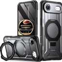 Poetic Spartan Case with Ring Stand for iPhone Air, [Camera Control Button][Magsafe Compatible], Full Body Rugged Shockproof Protective Cover Case, Metallic Gun Metal