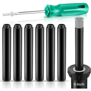 5" Popup Riser Extension Compatible with Rain Bird 1800& Hunter Pro-Spray Sprinklers, Sprinkler Head Riser Extender with RotorTool, Garden Lawn Irrigation Spray Head, 7 Set (Black)