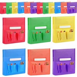 36 Pcs Classroom Chair Pockets 19 x 15.5'' Chairback Pocket with 6 Pockets and Name Tag Holder Back Seat Pockets with double thread sewing for School Seat Chair Storage Organizer(Fresh Color)