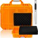 1 Pcs 14.3 x 11.4 x 4.5 Inch Waterproof Hard Case with DIY Customizable Foam Insert Portable Protective Case with Knife for Camera Drones Equipments Tools Test Instruments (Orange)