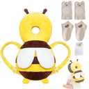 Baby Head Protector Backpack, Toddler Baby Head Protection Backpack with Baby Knee Pads Alarm Function for Walking & Crawling, Soft, Breathable and Wearing Safety Baby Head Protector - Yellow Bee