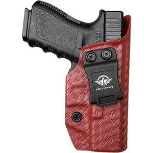 POLE.CRAFT IWB Kydex Holster Fits: Glock 19 19X 25 44 45 (Gen 1-5) & Glock 23 32 (Gen 3-4) Pistol - Inside Waistband Concealed Carry - Cover Mag-Button - Widened Entrance - No Wear, No Jitter (Weave Red, Right Hand Draw (IWB))