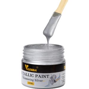 Acrylic Paint Metallic Silver, Non Toxic, Non Fading, 100ml Silver Leaf Paint for Art, Painting, Handcrafts, Ideal for Canvas Wood Clay Fabric Ceramic Craft Supplies