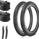 MOHEGIA Mountain Bike Tires 2-Pack - 20/24/26/27.5 Inch Folding MTB Tires and 2 Inner Tubes Schrader Valve & Tire Levers - Off-Road Bicycle Replacement Set