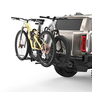 TrailXpert 2-Bike Rack Hitch Mount, Fits E-Bikes, Fat Tires up to 5", 160lbs Tilting Hitch Mount Platform Rack for Cars SUVs Trucks -2" Receiver