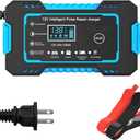 Mandark Car Battery Charger, 12V 6A Smart Fully Automotive Battery Trickle Charger, Portable Vehicle Battery Maintainer Desulfator with Temperature Compensation, Universal for SUV RV Truck (Blue)