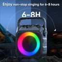 Karaoke Machine, Portable Bluetooth Speaker with 2 Wireless Microphones for Adults & Kids with Lights, Karaoke Microphone with PA System Supports USB/TF/REC/FM/AUX for Home Party Home System Packages, Black