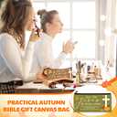 12 Pcs Fall Christian Gifts for Women Religious Pencil Pouch Bible Verse Pencil Case Religious Canvas Cosmetic Bags Scripture Makeup Bags for Thanksgiving Office Supplies
