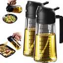 TrendPlain 16oz/470ml Glass Olive Oil Sprayer for Cooking  2 in 1 Olive Oil Dispenser Bottle for Kitchen Gadgets and Air Fryer Accessories, Salad, BBQ - 2 Black