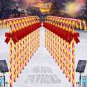 Christmas Solar Candy Cane Pathway Lights, 24PCS 240LED Christmas Light Outdoor Decorations with Red Bow Waterproof, 8 Modes Timer Remote Walkway Garden Lights for Xmas Home Yard Lawn Patio Decor