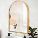 Arched Gold Framed Wall Mirror, 26"x18" Aluminum Alloy Bathroom Mirror for Wall, for Bedroom Entryway Living Room Vanity
