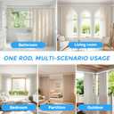 AIZESI 41-124 Inch Heavy Duty Tension Curtain Rod - No Drilling, Adjustable, Rust-Resistant for Outdoor, Living Room, Window, Bathroom (White, 41" to 124"|2PACK)