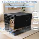 Explore Land Breathable Dog Crate Cover - 4 Sides Mesh Ventilation, Basic Pet Kennel Cover, All Sides Open, Universal Fit for 1 2 3 Doors 48 inches Wire Dog Crate (Black)