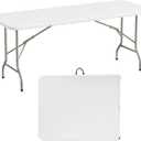 Elevon 6 Feet Heavy Duty Folding Table with Built in Handle & Steel Legs, Fold-in-Half Portable Table for Indoor Outdoor Use - Camping, Picnic, Party, Wedding, Dining, Utility Table