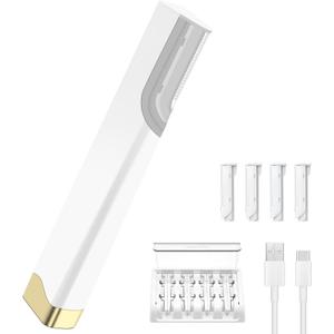 Sonic Dermaplaning Tool for Women, Electric Facial Hair Remover with LED Light, 3 Speeds Peach Fuzz Shaver Face Razor, Includes 5 Replacement Blades, Type-C Rechargeable, White
