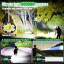 2Pack Rechargeable Flashlights, 100000 High Lumens Super Bright Led Tactical Flashlight with 5 Modes, High Power Waterproof Dual Button/Dual interfaceFlashlight for Emergency, Outdoor, Camping