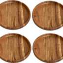 Charcuterie Platter Board, Appetizer Serving Tray for Entertaining, 8 Inch Acacia Wood, Round - Set of 4