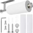 Paper Towel Holder Wall Mount - Self Adhesive No Drill or Drilling, SUS304 Stainless Steel - Kitchen, Bathroom, Sink, Pantry, Fridge (Silver)