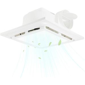 Bathroom Exhaust Fan with Light 145 CFM, 11.8" Panel, 1.0 Sone Low NoiseCutout Size 10" x10"Duct 4 Inch Quiet Bath Ceiling Vent Fan Combo with 6500K 1200LM LED Light, for Bathroom, Laundry, Shower