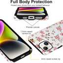Pink Flower Phone Case for iPhone 13/iPhone 14, Cute Floral Phone Case for Girls Women, Vintage Exquisite Design Anti Scratch Stylish TPU Shockproof 2-in-1 Double Protective Cover