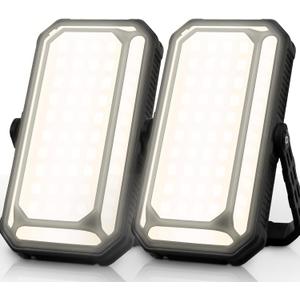 Camping Lantern LED Rechargeable - up to 120+ Hours, 10000mAh Portable Camping Lights with Redlight &12 Light Modes, LCD Display, Dimmable, Waterproof, Camping Lantern for Power Outages Pack of 2