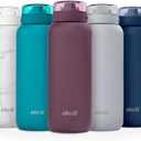 Ello Cooper 22oz Stainless Steel Water Bottle Vacuum Insulated with Straw and Carry Handle, Leak Proof Locking Lid with Soft Silicone Spout, Fits Car Cupholder, Dishwasher Safe, Figgy Pudding