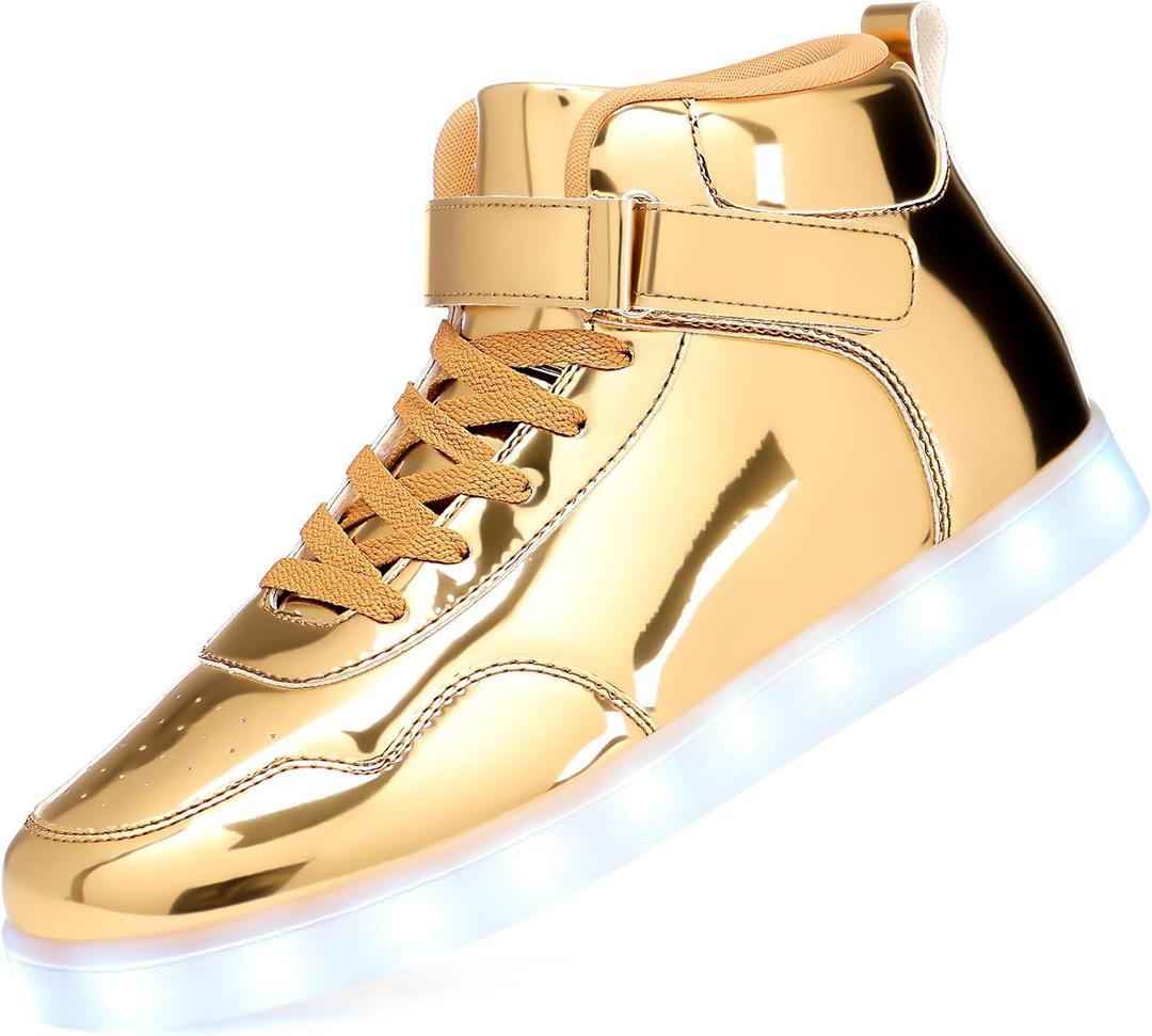APTESOL Unisex LED Shoes High Top Light Up Sneakers for Women Men, Size 37