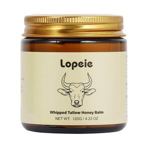 Lopeie Whipped Beef Tallow Balm with Honey, Natural Moisturizing Cream for Face and Body, Hydrating Skin Balm for Dry Skin, Soothing Tallow Skin Care (4.23oz, Lavender)