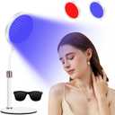 Red Light Therapy for face and Body, 100LEDs Red and Blue Light Device, 415nm & 660nm &850nm Infrared Light Therapy for Home/Office, Height Adjustable & Angle Adjustable & Timer (White)