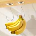 2 x Latoxcaa Self Adhesive Banana Hook Under Cabinet Foldable, 2 Pack Heavy Duty Metal Holder(13lb), Clear Banana Hanger Traceless, Keep Bananas Fresh & Kitchen Space Saving (16cm)