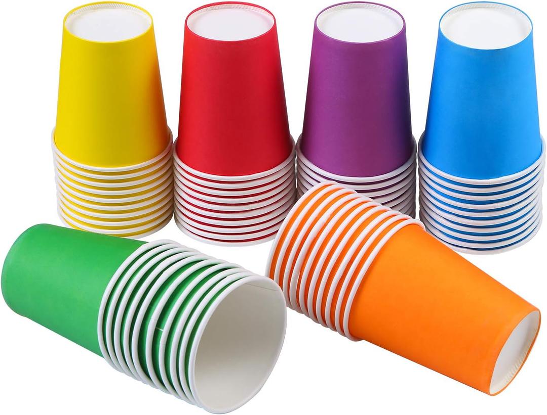 URATOT 60 Pieces 9 Ounce Disposable Paper Cups Party Cups Drinking Cups for Party, DIY and Holiday, 6 Colors