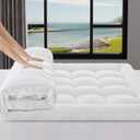Mattress Topper Full Size Breathable Filled Soft Fluffy Supportive for Back Pain Relief, Bed Mattress Pad Pillow Topper with Extra Thick Padded Protector for 8"-21" Deep Pocket (White)