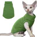 PUMYPOREITY Cat Sweater, Warm Kitten Clothes, Fleece Winter Coat for Hairless Cats, Soft Dog Fleece Vest, Cold Weather Pet Sweater for Dogs and Cats, Green, M