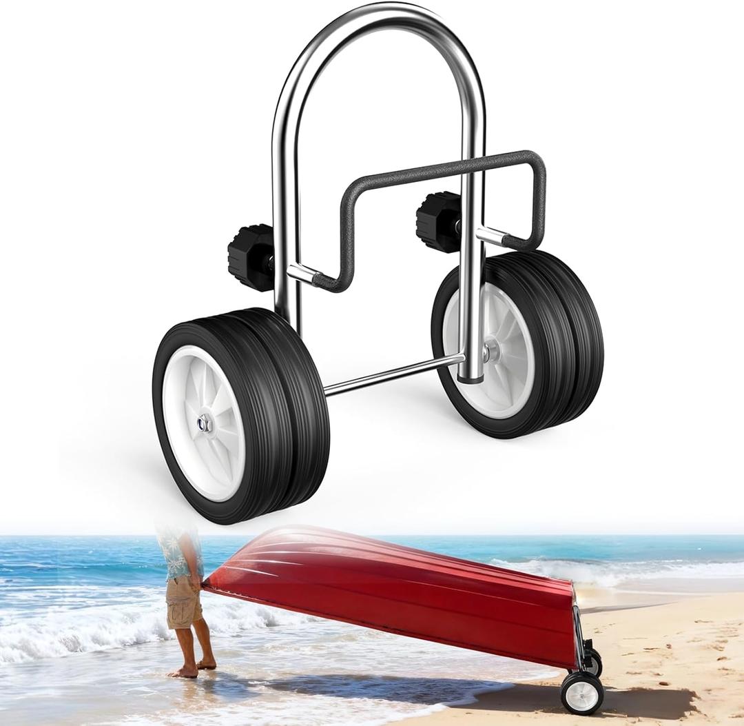 Heavy-Duty Boat Dolly and Kayak Cart,Chrome Plated Steel Design with Dual Wheels and an Adjustable Clamp Suitable for Transoms up to 3" Thick