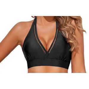 Tempt Me Women Solid Black Bikini Top (M)
