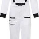 Womens Astronaut Costume Adult Space Suit Halloween Dress up (White, M)