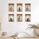 THE NISHA 6 PC Pack Art Magic Pictures Peel and Stick 3D Vinyl Removable Wall Sticker Decals DIY Sticky Backsplash (Lighting Spots), Yoga and Painted Vases 6105